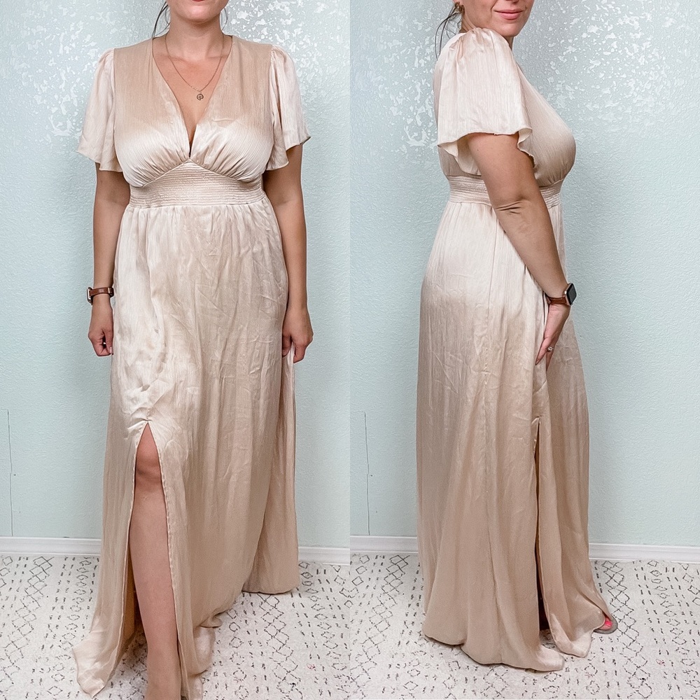 Baltic Born Prague Champagne Satin Maxi Dress Size Extra Large